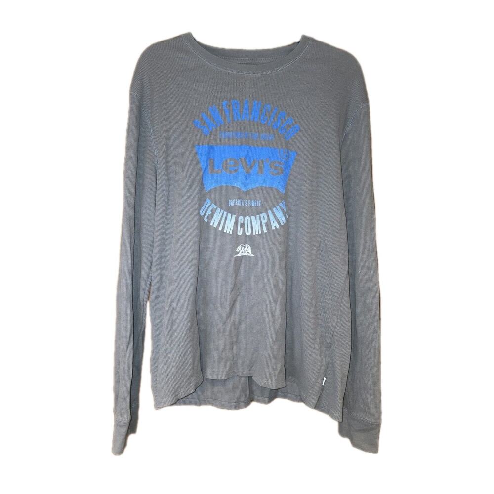 Vintage Levis Grey Long‎ Sleeved Henley Tee San Francisco Sz XL